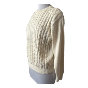 Vtg Alfred Dunner Pearl & Ribbon Knit Sweater Women’s M Cottagecore Retro Cream